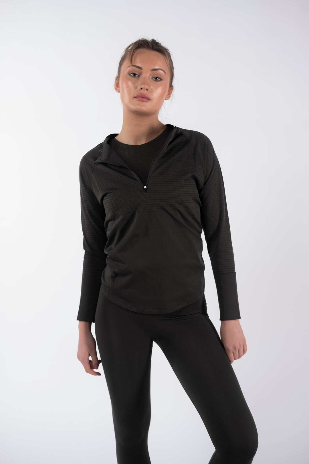 Half -Zip Long - Sleeve Dark Olive
